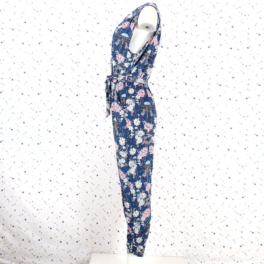 Sleeveless Surplice V-neck Floral Print Jumpsuit - Picture 4 of 8